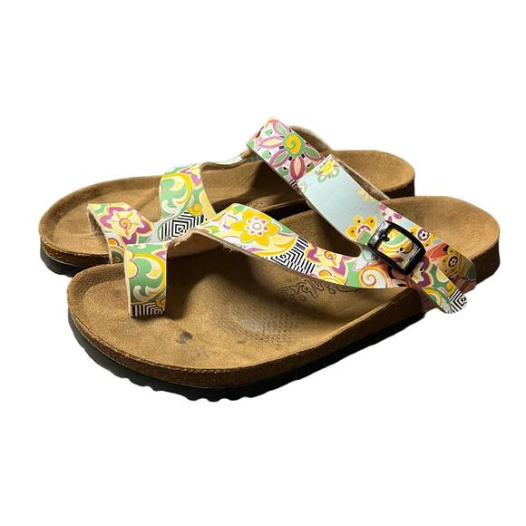 Birki’s by Birkenstock Fuji To Loop Sandals Floral Womens Size 6 Shoes - Picture 1 of 7